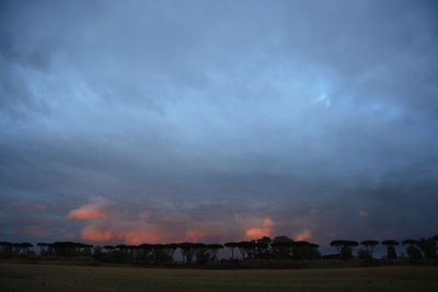 Scenic view of field against sky at sunset