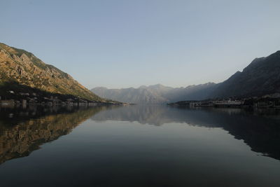 Scenic view of lake against clear sky