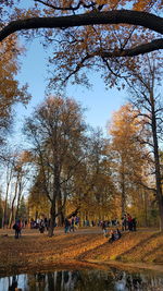 Group of people in park during autumn