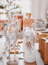 Close-up of glass decoration on table