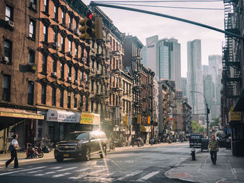 View of city street and buildings