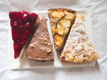 High angle view of dessert in plate