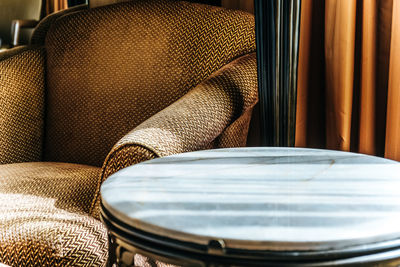 Close-up of empty seats on table at home