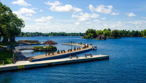 Piers in ontario lake at thousand islands national park