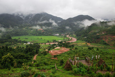 High angle view of landscape against sky