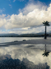 Scenic view of lake against sky