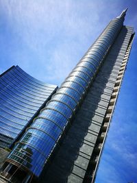 Low angle view of modern buildings against sky