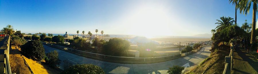 Panoramic view of swimming pool against sky