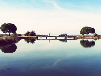 Scenic view of lake against sky