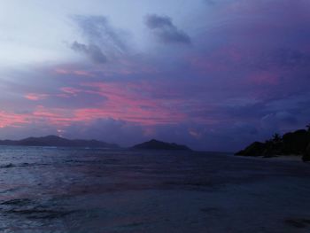View of beach against cloudy sky