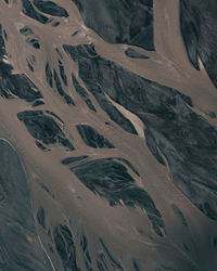 Aerial view of snow covered land