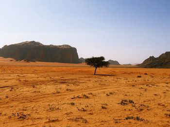 Scenic view of desert against clear sky