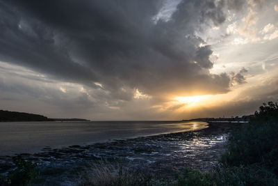 Scenic view of sea against sky during sunset