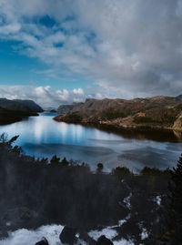 Scenic view of lake against sky