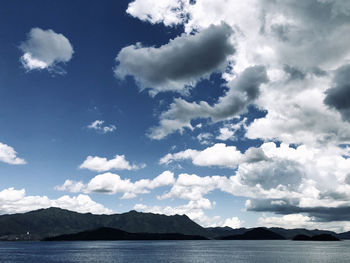 Scenic view of sea against cloudy sky
