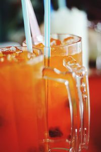 Close-up of beer in glass