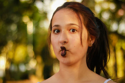 Portrait of woman at park