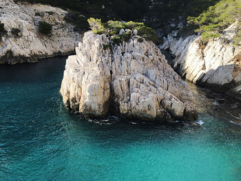 Rock formation in sea