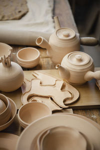 Close-up of containers on table