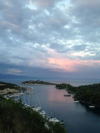 Scenic view of sea against cloudy sky