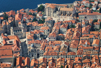 High angle view of buildings in city