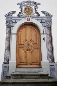 Close-up of door of historic building