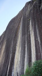 Low angle view of waterfall against sky