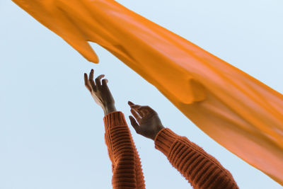 Low angle view of statue against clear sky