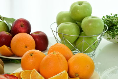 Close-up of fruits in bowl on table