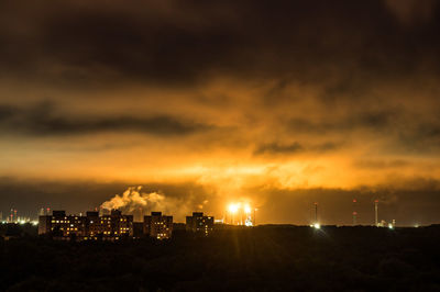 Cityscape against sky at sunset