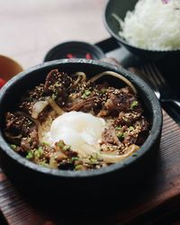 Close-up of food in bowl on table