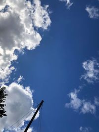 Low angle view of crane against sky