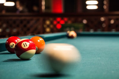 Balls on pool table