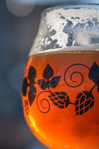 Close-up of beer in glass