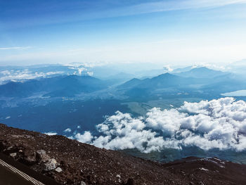 High angle view of mountain against sky