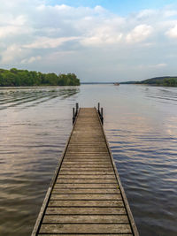 Pier over lake against sky