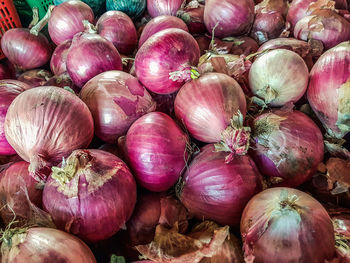 Full frame shot of onions for sale