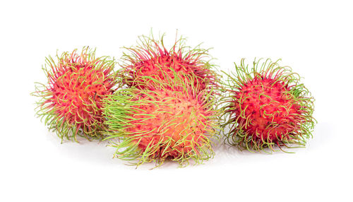 Close-up of fruits against white background