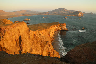 Evening landscapes of paracas national reserve park, peru