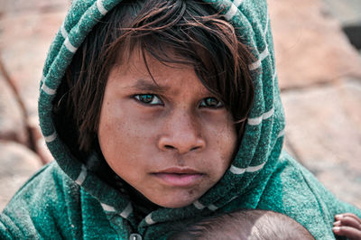 Close-up portrait of cute boy