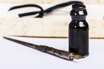 Close-up of bottle on table