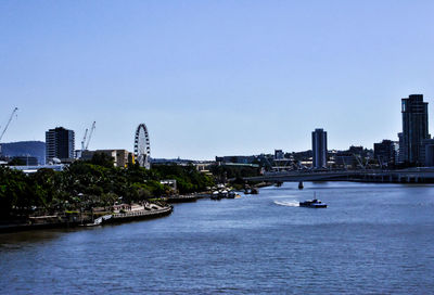 River against built structures