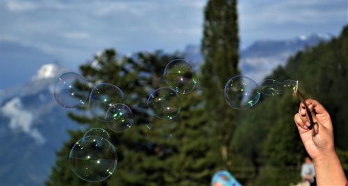 Woman in bubbles