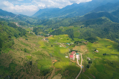 High angle view of agricultural field