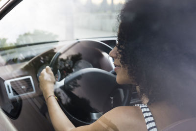 Woman driving car