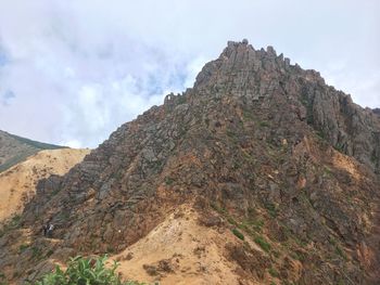 Scenic view of mountains against cloudy sky