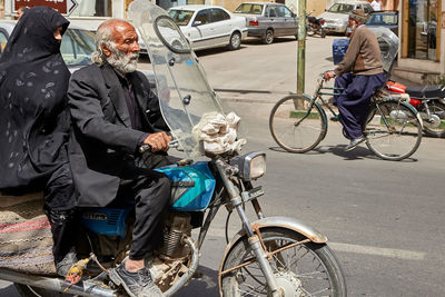 Bicycles on street in city