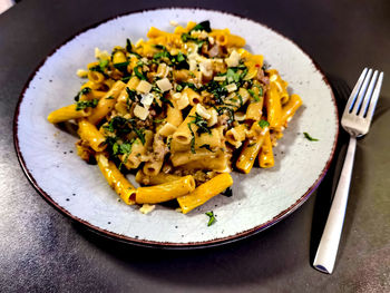 Close-up of food in plate on table