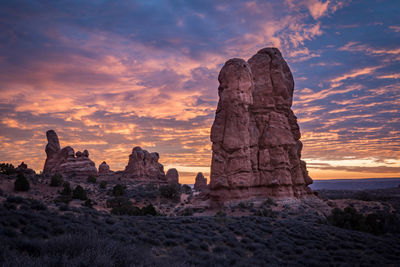 Rock formations at sunset