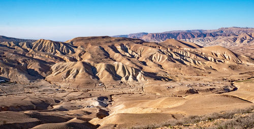 Scenic view of mountains against clear sky